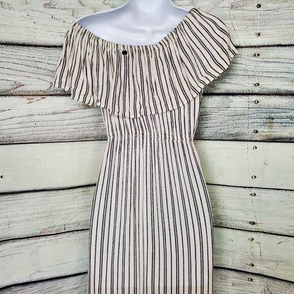 Billabong Off Shoulder Striped Maxi Dress Women’s Size S - Picture 5 of 10